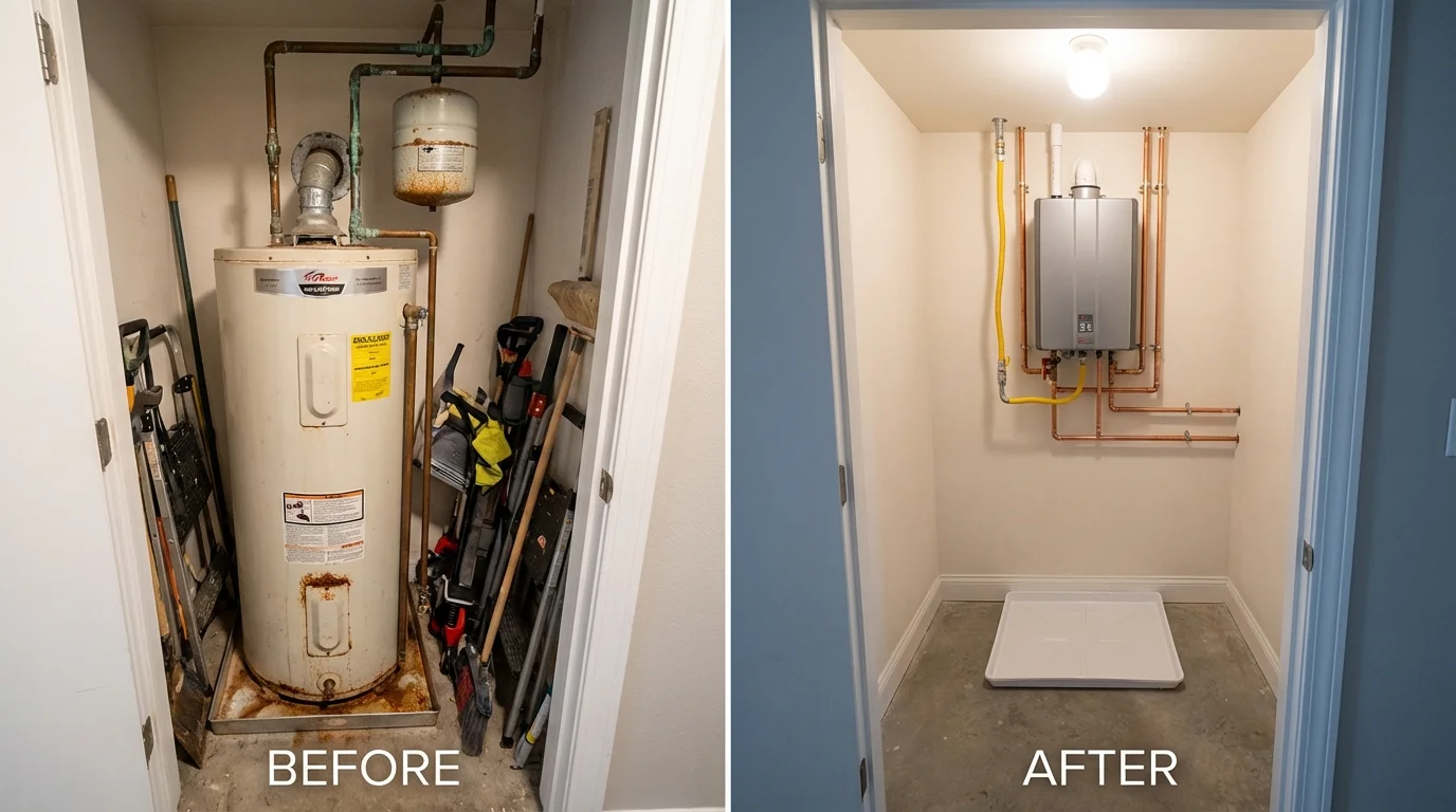Tank water heater versus wall-mounted tankless unit comparison for Waverly, NY homeowners