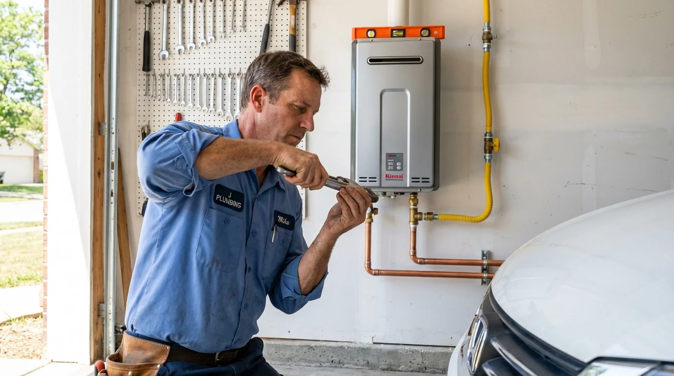 Tankless water heater installation by a Johns Plumbing LLC plumber in Waverly